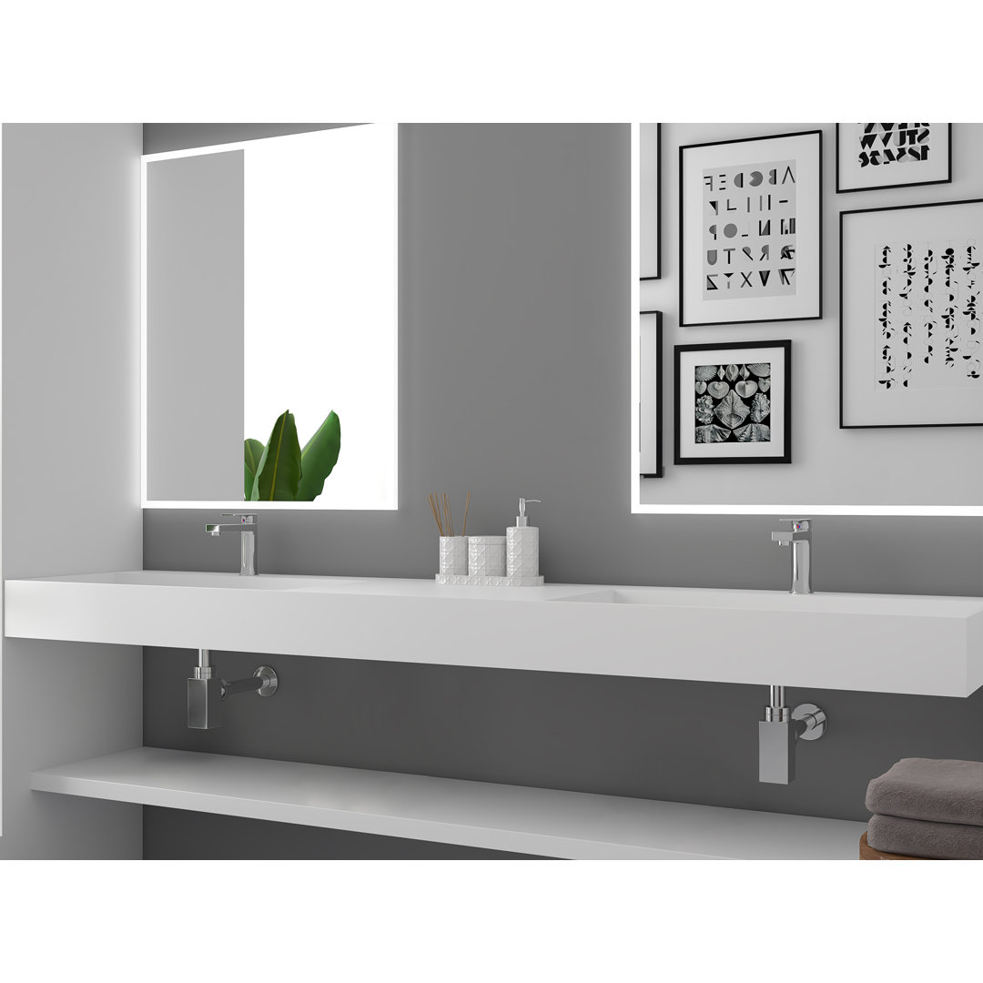 Juniper 84" Wall Mounted Solid Surface Floating Double Bathroom Sink with Concealed Drain